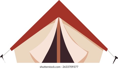 Barraca de acampamento. Simples ilustração vetor plana de tenda A-frame para aventura ao ar livre, caminhadas e camping. Viagens de verão, exploração de natureza selvagem e conceito de viagem de natureza