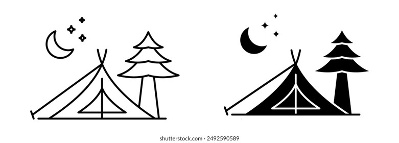 camping tent simple icon. camping symbol isolated on white background
