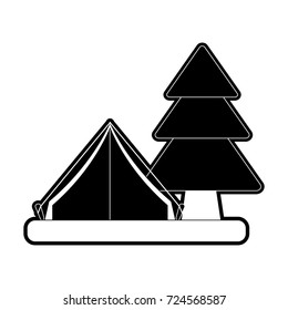 camping tent surrounded by trees icon image 
