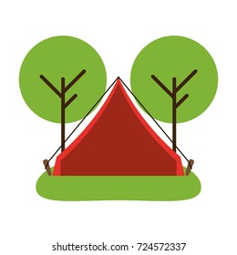 camping tent surrounded by trees icon image 