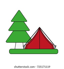 camping tent surrounded by trees icon image