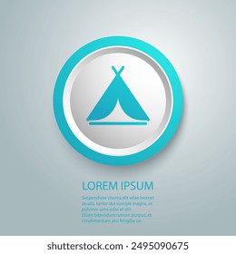Camping tent symbol blue icon. Vector