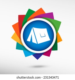 Camping tent symbol. Flat design style 
