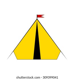 Camping tent for travel on white. Vector illustration.