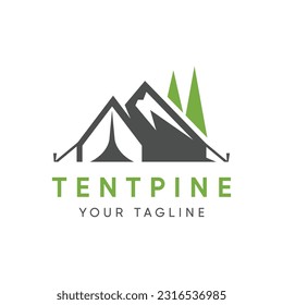 Camping tent under pine trees, on white background. Can be used for web and print. Vector EPS 10