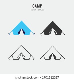 Camping Zelt, Vektorsymbol des Campingplatzes Touristensymbol