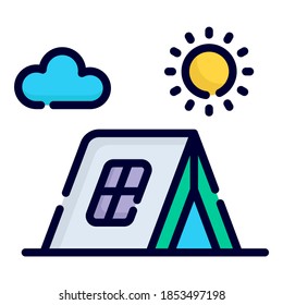  camping tent vector icon. colored outline style for Web and Mobile.