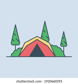 Camping tent vector icon illustration
