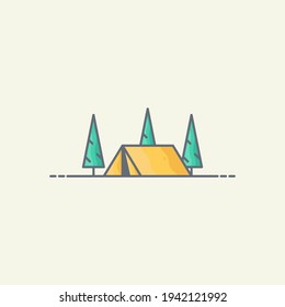 Camping tent vector icon illustration
