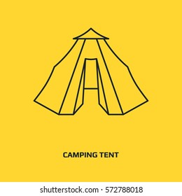 Camping Tent vector icon. Tourism in nature sign. Travel symbol. Logo graphic design concept. Logotype, icon, template in web and print. Thin line icon