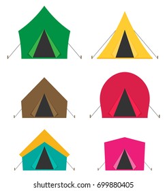 Camping tent vector icons isolated on white background