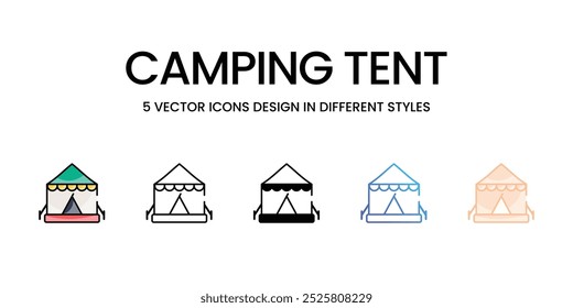 Camping Tent vector icons set stock illustration