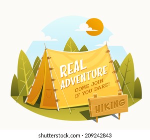 Camping Tent. Vector illustration.