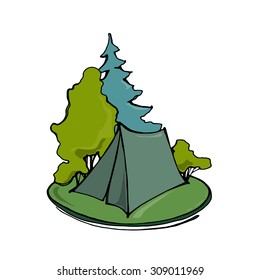 Camping Tent. Vector illustration.