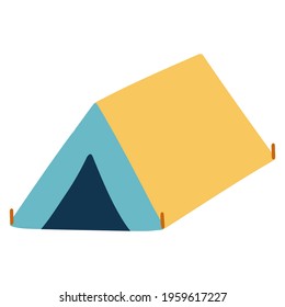 Camping tent. Vector illustration drawn by hands in isometric. Tourist object isolated on white background.