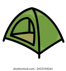 Camping Tent vector illustration. Isolated Outdoor illustration. Hiking, hunting, fishing canvas. 