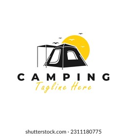 camping tent vector illustration logo design