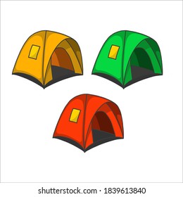 camping tent vector illustration template. fit for travel, sport, recreations, adventure, or holiday themes. flat color style