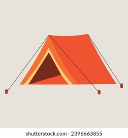 Camping Tent vector illustration. Tent in yellow, orange. Isolated Outdoor illustration. Hiking, hunting, fishing canvas.