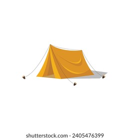 Camping Tent vector illustration. Tent in yellow, orange. Isolated Outdoor illustration. Hiking, hunting, fishing canvas. Tourist Tent design over whi
