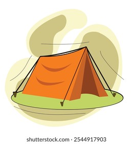 Camping Tent vector illustration.Yellow camping Tent.Hiking, hunting,