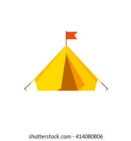 Vector de la tienda de campaña aislado en el fondo blanco, diseño plano de la historieta de la ilustración del icono de la tienda del campamento