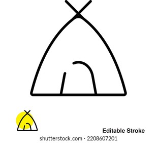 Camping Tent Vector Line Icon Eps