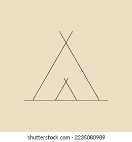 Camping tent vector linear icon. Teepee symbol