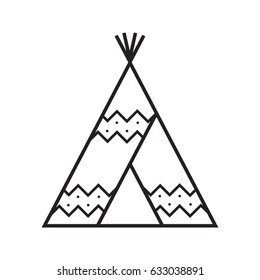 Camping tent vector linear icon. Teepee symbol
