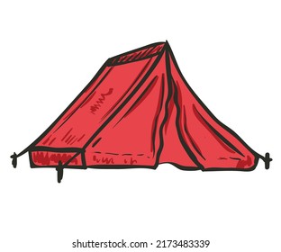 Diseño de impresión vectorial de carpa de camping. Arte de acampada salvaje para afiches, pegatinas, antecedentes y otros.