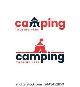 Camping Zelt Wortmarke Text Logo Vektor Design Vorlage