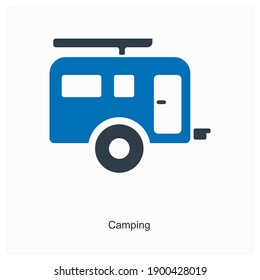 Camping and tenting icon concept
