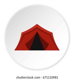 Camping tents icon in flat circle isolated vector illustration for web