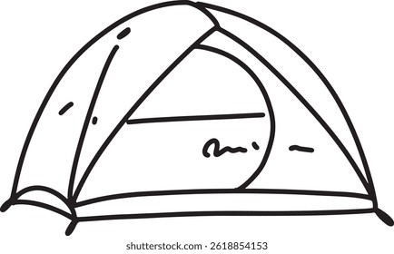 Camping Tents. Line Art. Sketch
