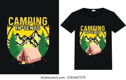 Camping Tents Quotes Vector Typography Tshirt Stock Vector (Royalty ...