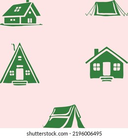 Caminando tiendas. ilustración vectorial. Conjunto de objetos aislados y viviendas vectoriales
