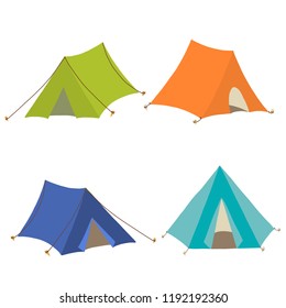 Camping tents vector tourist set