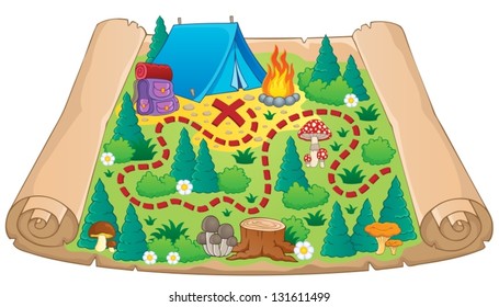 Camping Theme Map Image 2 - Vector Illustration.