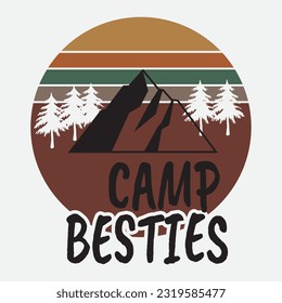 camping theme, slogan graphics, and illustrations with patches for t-shirts and other uses.