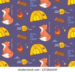 camping themed seamless background