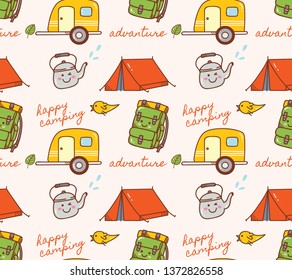 camping themed seamless background