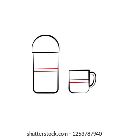Camping, thermo 2 colored line icon. Simple hand drawn color element illustration. Camping, thermo outline symbol design from camping set