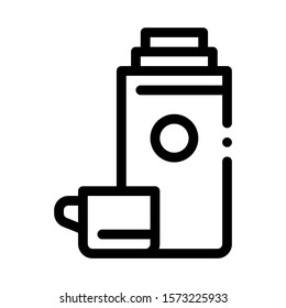 Camping Thermos with Drink Icon Vector. Outline Camping Thermos with Drink Sign. Isolated Contour Symbol Illustration