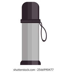 Сartoon camping thermos in flat style isolated on white background.
