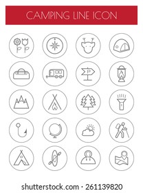Camping thin line icon set.vector/eps10.