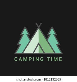 Minimales Logo-Design für Camping-Zeit