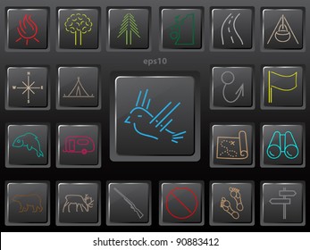 Camping, touring icon pack.