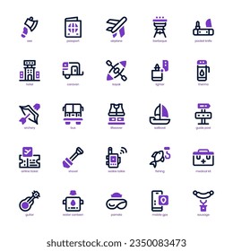 Camping and Tourism icon pack for your website, mobile, presentation, and logo design. Camping and Tourism icon mixed line and solid design. Vector graphics illustration and editable stroke.