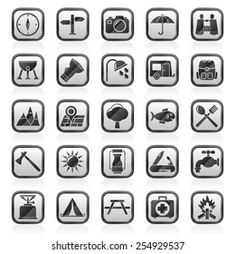 Camping and tourism icons - vector icon set
