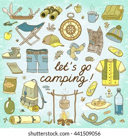 Camping. Tourism. Vector camping.